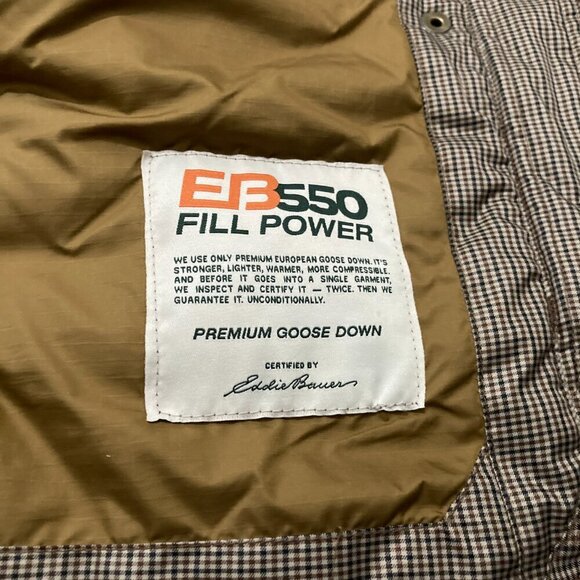 Eddie Bauer 1936 Skyliner Model Men’s XL Goose Down Vest Zip Grey Brown Quilted - Picture 5 of 10